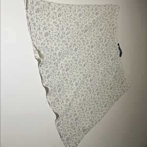 Brandy Melville Cream Skirt with Blue Floral Print and Lace
